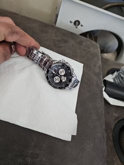 Black Face Chronograph Mens Bling Watch