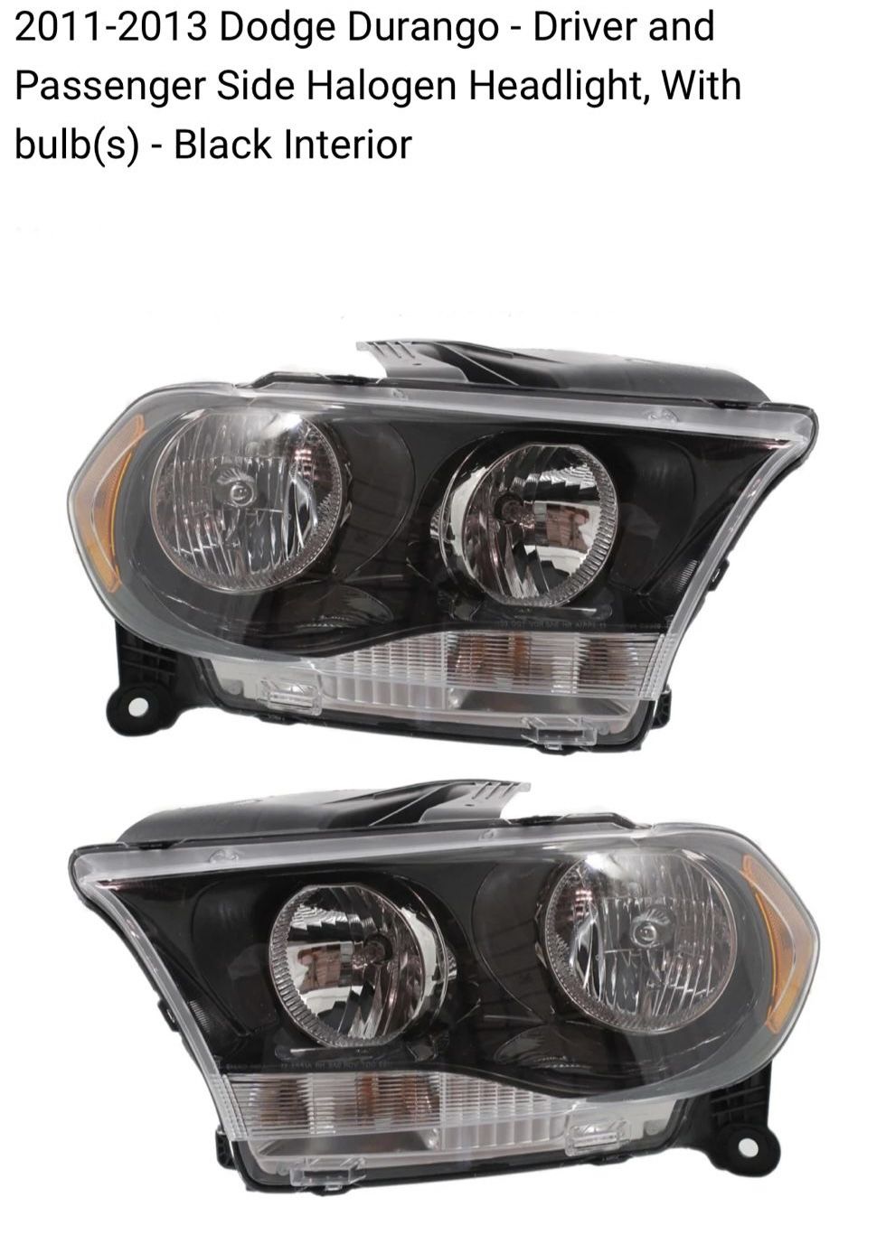 Halogen Headlight set black interior left and right New for 2011-2013 dodge durango 