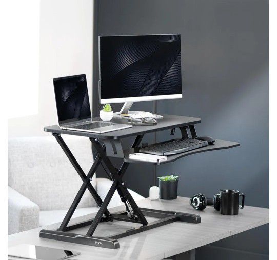 32" desk riser stand up sit riser dual computer laptop Keyboard workstation Monitor 