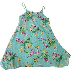 RJC Hawaii Girls Teal Tropical Dress Size 8 Bird Of Paradise Summer Travel 