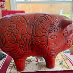 large, vintage California Pottery ceramic piggy bank