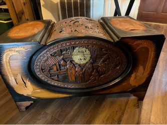 Antique hand carved wooden chest