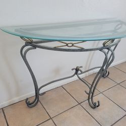Pair Of Matching Glass Topped Console Tables