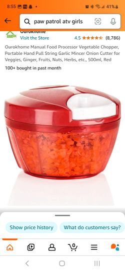 Manual Food Processor Vegetable Chopper, Portable Hand Pull String Garlic Mincer Onion Cutter for Veggies, Ginger, Fruits, Nuts, Herbs, etc., 500ml, R