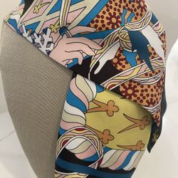 Black With Multicolor Twill Silk Scarf   34”x34”