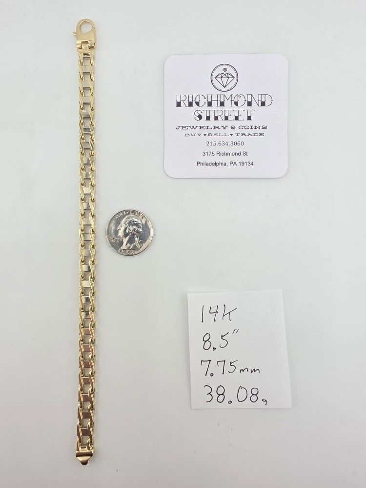 14k gold two tone ladder link bracelet