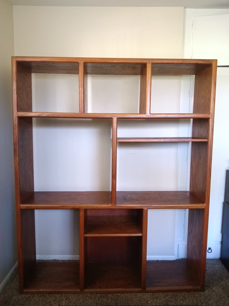 large solid oak shelving