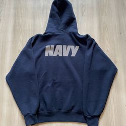 Vintage 90s Soffe US Navy Military Pullover Hoodie Sweatshirt Blue  Mens Medium