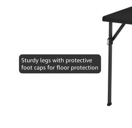 ES293 $30  Amazon Basics 34 inch Portable Sturdy Folding Dining Table with Carrying Handle, Space Saving Storage, Square, 33.9 x 29.1 x 33.9 inch, Bla