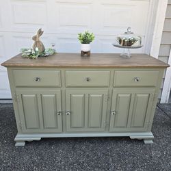 Sage Green Buffet / Sideboard – Solid Wood Top