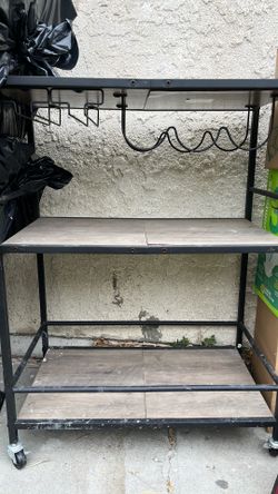 Bar cart and lamp