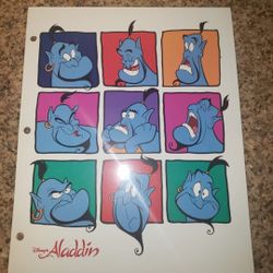 Vtg Disney Aladdin Genie Folder School Pocket 3 Ring Binder Impact International