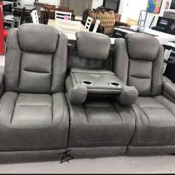 The Man Den Power Reclining Sofa And Loveseat By Ashley $10 Down Payment And Financing Available