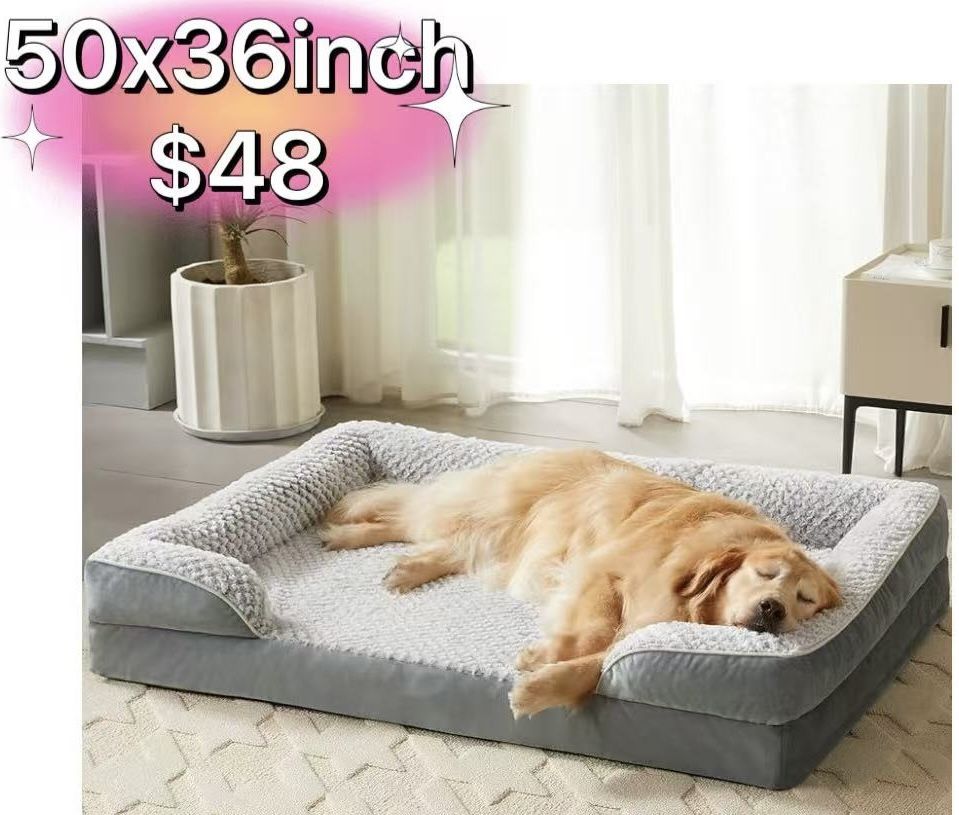 😀 Orthopedic Dog Bed for Large Dogs, Egg Crate Foam Bed for Large Dogs, Equipped with Removable Waterproof Pillow Cover and Anti-Slip Bottom