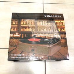 Record Player Bluetooth Vinyl Turntable with Speaker USB 3 Speed Vintage Portable LP Player
