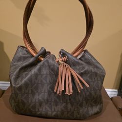 Michael Kors Shoulder Bag – Brown Signature Print w/ Leather Handles