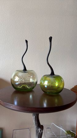 Hand blown art glass apple sculpture