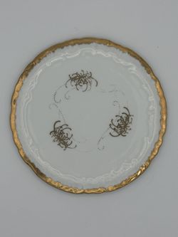vintage CANDLE HOLDER decorative PLATE with gold color trim