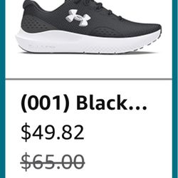 Under Armour Men's Charged Surge 4 Sneaker Size 12.5 Black