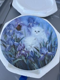 Rare Cat Plate-Garden Discovery Plate 1 In Petal Pals From Bradford Exchange