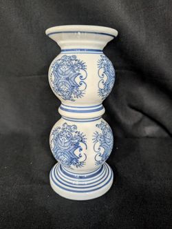 Vintage Blue and White Candle Pedestal