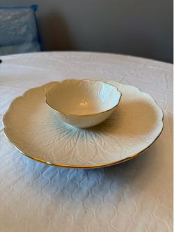 LENOX Greenfield Collection porcelain Chip and Dip server 9”