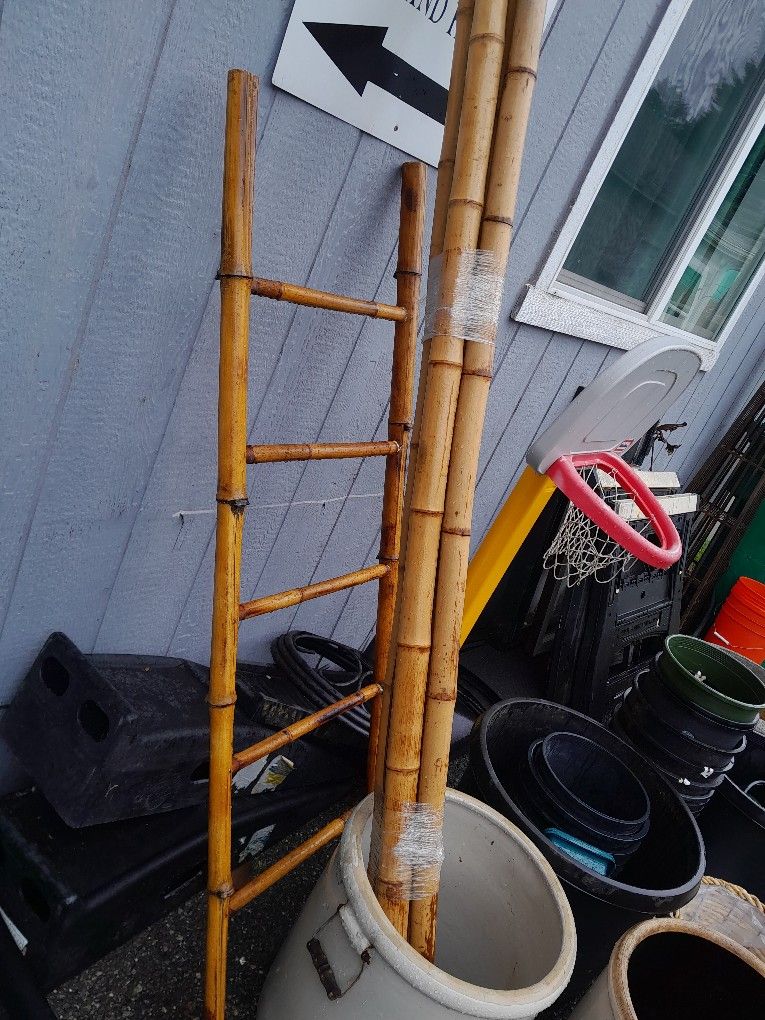 Bamboo Ladder And Poles. 