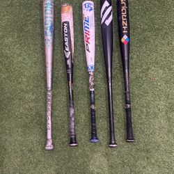 Single Bat Is $50 5 Bats In 1 Easton 34 -3  2 Easton 31-3 3Louisville Prime 919 31-3 4 Metal Pro 2 33-3 5 True  Hzrdus 32-3 