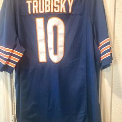 Nike On Field Chicago Bears Jersey #10 Trubisky Mens L Blue NFL Football 