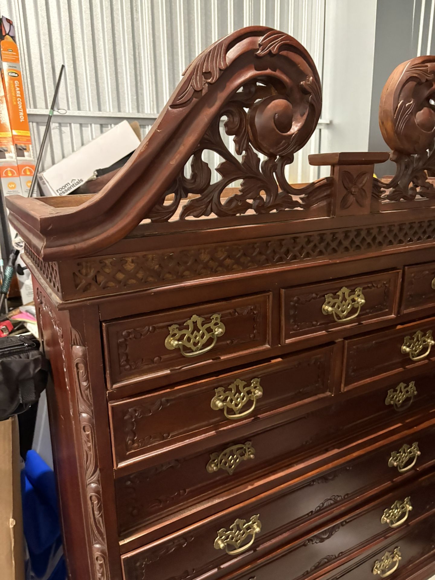 Vintage Queen Anne Chippendale Style High Boy Dresser