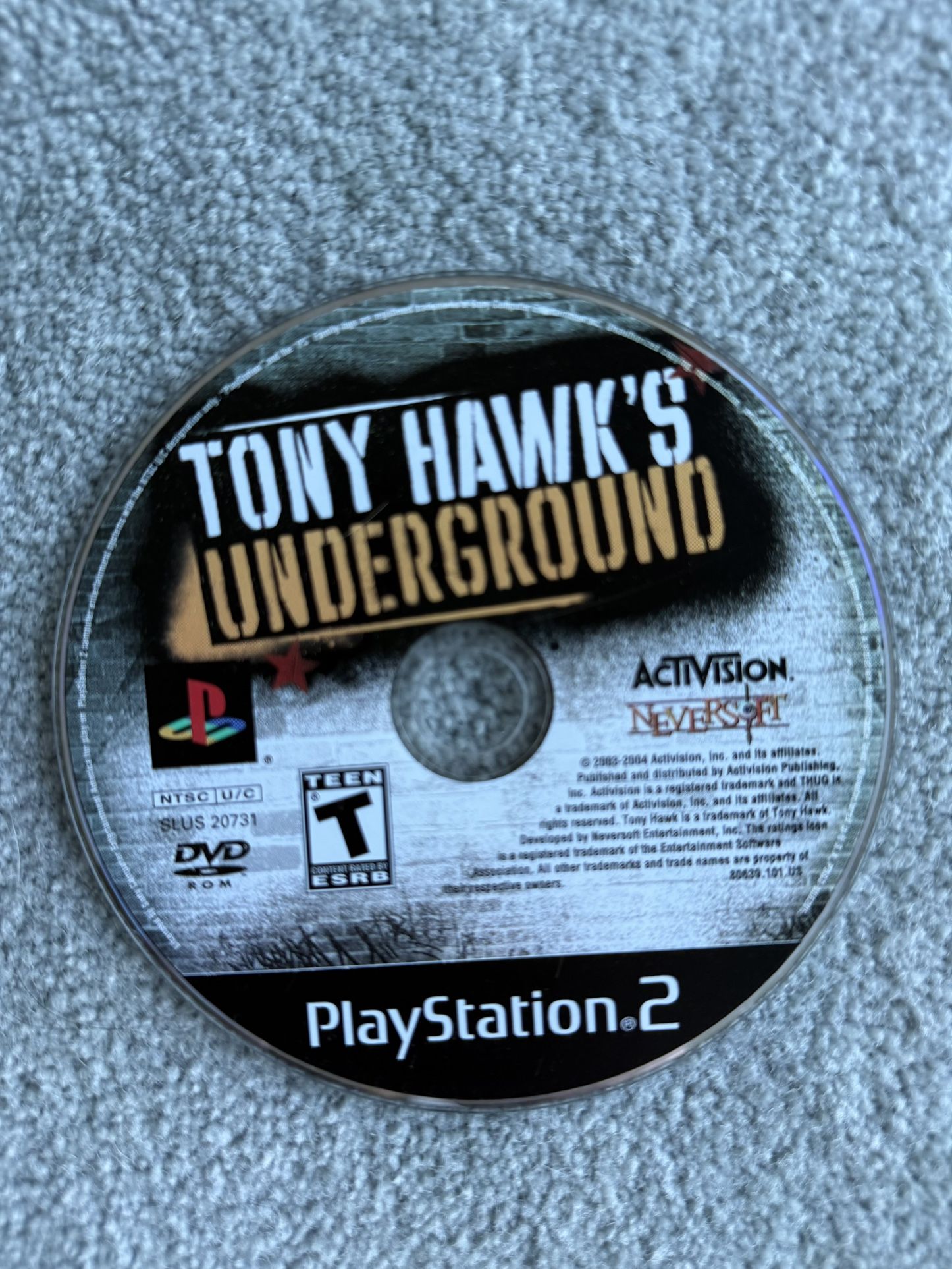 ***NO TRADES!!!*** Tony Hawk’s Underground (PlayStation 2) ***flawless disk***