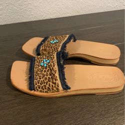 Leopard And Denim Sandals