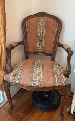 French Provincial Carved Wood Armchair