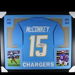 Chargers Star Ladd McConkey Autographed Jersey In Frame