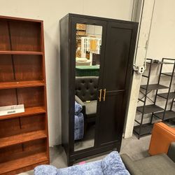 Metal Armoire Wardrobe Closet, 71" Clothing Storage Cabinet with Mirror  Freestanding Bedroom Closet with Hanging Rod & Adjustable Shelves, Tall Stee
