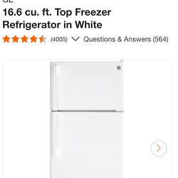 GE 16.6 cu. ft. Top Freezer Refrigerator in White