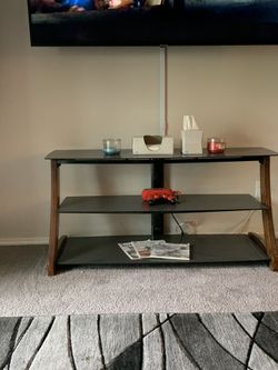Brown Wood with Glass TV Stand - Holds up to a 70 inch Television