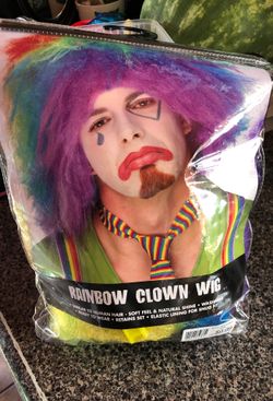 Clown wig bow nose glasses