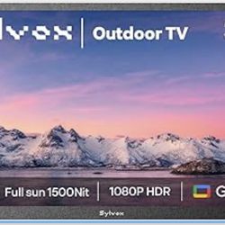 SYLVOX 32" Smart Outdoor TV,1080P Full Sun Outdoor Television with 1500 Nits High Brightness, IP55 Weatherproof TV for Outside, Google System WiFi Blu