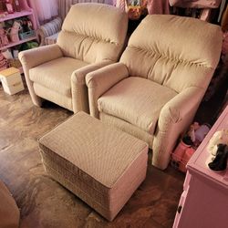 Sofa Set Of 2 With 1 Ottoman