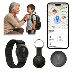 GPS Tracker for Kids, Real-Time GPS Tracking Device for Seniors w/Wearable Wristband & Keychain Design, No Monthly Fee/No SIM Card, Lightweight Locato