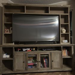 Brown Wooden Entertainment Center Hutch Need to sell ASAP!