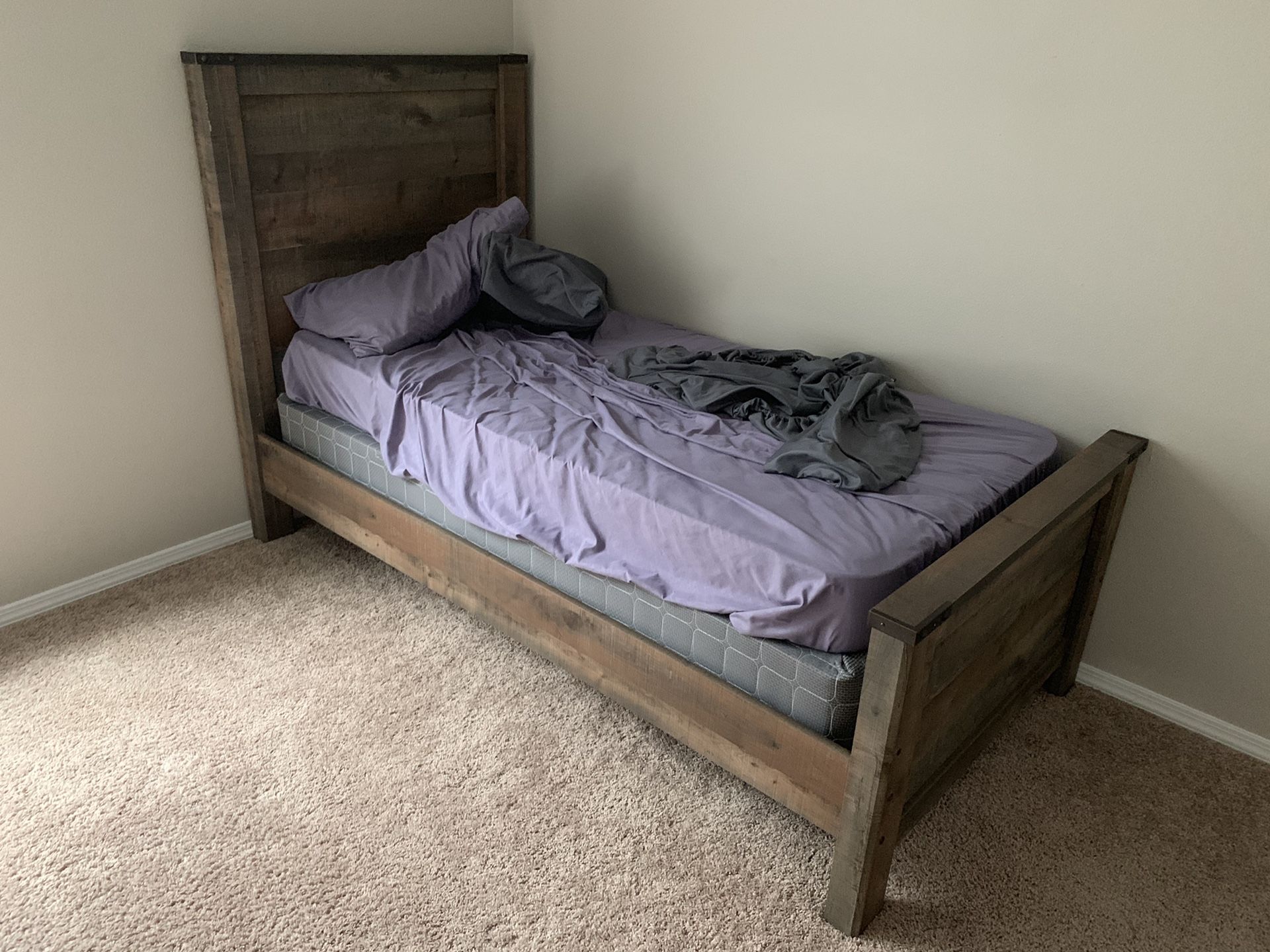 Twin size bed with mattress