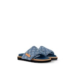 Louis Vuitton Pool Pillow Flat Comfort Mule Monogram In Blue Denim
