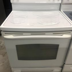 White 5 Burner Convection Glass Top Stove 