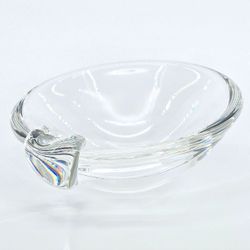 Vintage Steuben Crystal Ashtray Single Cigarette Rest Mid Century Signed 5in