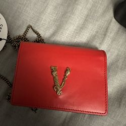 Red Versace Mini  Chain Clutch Bag 