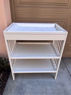 White Baby Changing Table with Shelves