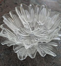 Vintage Mikasa Crystal Large Tulip Flower Bowl Frosted Clear & platter  $30