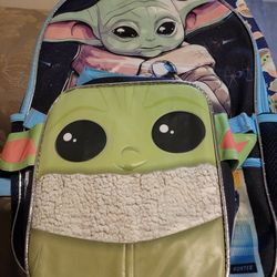 The Mandalorian Backpack 18"x12" Baby YODA Book Bag Star Wars Kids used